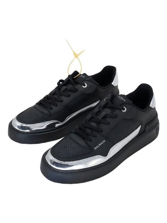 Balmain B Court Flip Low-Top Trainers Sneakers Black Silver Sz US 10 EU 43 main image 5
